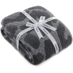imageBedsure Fall Throw Blanket for Couch  Super Soft Cozy ampamp Warm Knit Checkered Blanket Breathable Lightweight ampamp Fluffy for Bed ampamp Sofa Gentlesoft Black 50x60 Inches03  Leopard Black