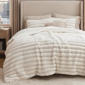 imageBedsure Faux Fur Queen Comforter Set  Beige Fluffy Comforter Queen Size Soft and Cozy Shaggy Bedding Comforter Sets Winter Warm Luxury Fuzzy Bed Set 3 Pieces 1 Comforter and 2 Pillowcases02  Coconut White