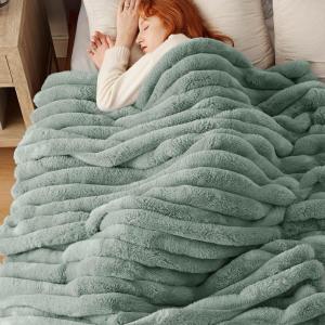 imageBedsure Faux Fur Throw Blanket  Ultra GentleSoft ampamp Fluffy Fuzzy Luxury Throw Blanket for Couch Sofa and Bed Thick and Warm for Winter Cozy Striped Decorative Gift for Women Purple 50x70 Inches04  Green