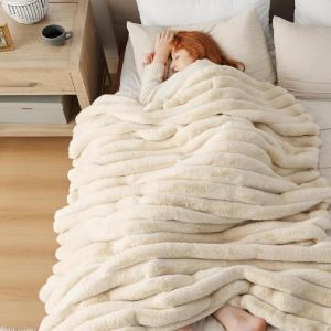imageBedsure Faux Fur Throw Blanket  Ultra GentleSoft ampamp Fluffy Fuzzy Luxury Throw Blanket for Couch Sofa and Bed Thick and Warm for Winter Cozy Striped Decorative Gift for Women Purple 50x70 Inches01  Beige
