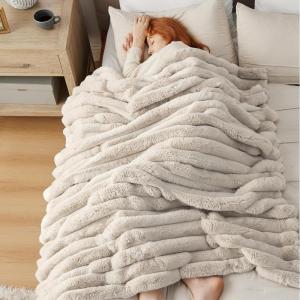 imageBedsure Faux Fur Throw Blanket  Ultra GentleSoft ampamp Fluffy Fuzzy Luxury Throw Blanket for Couch Sofa and Bed Thick and Warm for Winter Cozy Striped Decorative Gift for Women Purple 50x70 Inches02  Oatmeal