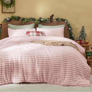 imageBedsure Fluffy Comforter Set Queen  Super Soft Faux Fur Bed Set Cream White All Seasons Warm Plush Fleece Bedding 3 Pieces 1 Shaggy Fuzzy Queen Size Comforter with 2 PillowcasesPink