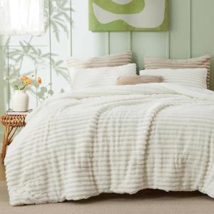 imageBedsure Fluffy Comforter Set Queen  Super Soft Faux Fur Bed Set Cream White All Seasons Warm Plush Fleece Bedding 3 Pieces 1 Shaggy Fuzzy Queen Size Comforter with 2 Pillowcases01  Cream White