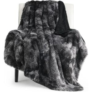 imageBedsure GentleSoft Fluffy Sherpa Fleece Faux Fur Blankets Queen Size for Bed Bedroom Decor Winter Thick Warm Full Queen Blankets Fuzzy Plush Soft Heavy Mink Tie Dye Grey Bedding Cozy Gifts 90x9007 Tie Dye Black