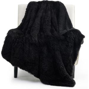 imageBedsure GentleSoft Fluffy Sherpa Fleece Faux Fur Blankets Queen Size for Bed Bedroom Decor Winter Thick Warm Full Queen Blankets Fuzzy Plush Soft Heavy Mink Tie Dye Grey Bedding Cozy Gifts 90x9005 Black