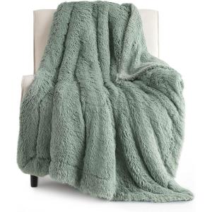 imageBedsure GentleSoft Fluffy Sherpa Fleece Faux Fur Blankets Queen Size for Bed Bedroom Decor Winter Thick Warm Full Queen Blankets Fuzzy Plush Soft Heavy Mink Tie Dye Grey Bedding Cozy Gifts 90x9010 Sage Green