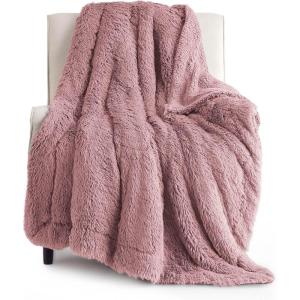 imageBedsure GentleSoft Fluffy Sherpa Fleece Faux Fur Blankets Queen Size for Bed Bedroom Decor Winter Thick Warm Full Queen Blankets Fuzzy Plush Soft Heavy Mink Tie Dye Grey Bedding Cozy Gifts 90x9009 Dusty Pink