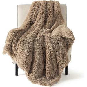 imageBedsure GentleSoft Fluffy Sherpa Fleece Faux Fur Blankets Queen Size for Bed Bedroom Decor Winter Thick Warm Full Queen Blankets Fuzzy Plush Soft Heavy Mink Tie Dye Grey Bedding Cozy Gifts 90x9013 Brown