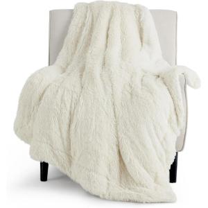 imageBedsure GentleSoft Fluffy Sherpa Fleece Faux Fur Blankets Queen Size for Bed Bedroom Decor Winter Thick Warm Full Queen Blankets Fuzzy Plush Soft Heavy Mink Tie Dye Grey Bedding Cozy Gifts 90x9001 Cream