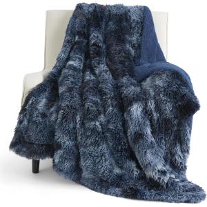 imageBedsure GentleSoft Fluffy Sherpa Fleece Faux Fur Blankets Queen Size for Bed Bedroom Decor Winter Thick Warm Full Queen Blankets Fuzzy Plush Soft Heavy Mink Tie Dye Grey Bedding Cozy Gifts 90x9004 Tie Dye Navy