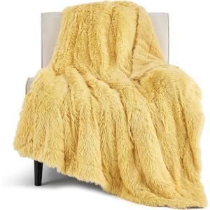 imageBedsure GentleSoft Fluffy Sherpa Fleece Faux Fur Blankets Queen Size for Bed Bedroom Decor Winter Thick Warm Full Queen Blankets Fuzzy Plush Soft Heavy Mink Tie Dye Grey Bedding Cozy Gifts 90x9016 Light Yellow