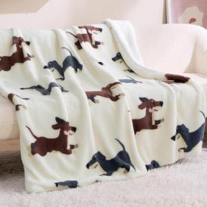 imageBedsure Gentlesoft Fleece Sherpa Throw Blanket for Couch Soft Gingham Bedding Thick Warm Blanket for Winter Cozy Gifts for Teen Girls Boys Kids Women Men Cute Plaid Decor for Home 50quotx60quot Brown05 Dachshund