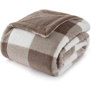 imageBedsure Gentlesoft Fleece Sherpa Throw Blanket for Couch Soft Gingham Bedding Thick Warm Blanket for Winter Cozy Gifts for Teen Girls Boys Kids Women Men Cute Plaid Decor for Home 50quotx60quot Brown01 Brown Plaid