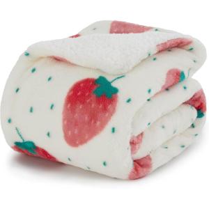 imageBedsure Gentlesoft Fleece Sherpa Throw Blanket for Couch Soft Gingham Bedding Thick Warm Blanket for Winter Cozy Gifts for Teen Girls Boys Kids Women Men Cute Plaid Decor for Home 50quotx60quot Brown02 Strawberry