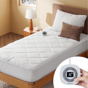 imageBedsure Heated Mattress Pad Queen  Bed Warmer with Memory ampamp Preheat Functions 12Hour Auto Off ampamp 10 Heat Settings Dual Controllers Fast Heating Brushed Electric Mattress Pad Queen 60quotx80quotTwin