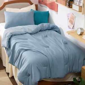 imageBedsure King Size Comforter Set Reversible Grey Soft Prewashed Bedding for All Seasons 3 Pieces Warm Down Alternative Bed Set 1 Lightweight Comforter 104quotx90quot and 2 Pillowcases 20quotx36quot01  Mineral BlueSky