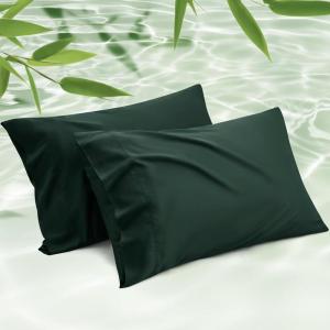 imageBedsure King Size Pillow Cases Set of 2 Cooling Pillow Cases King Rayon Derived from Bamboo Red Pillowcases Breathable ampamp Silky Soft Cool Bedding Pillow Covers with Envelope Closure 20x36 Inches10  Mallard Green