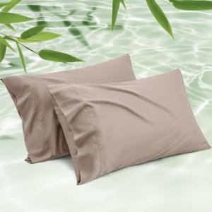 imageBedsure King Size Pillow Cases Set of 2 Cooling Pillow Cases King Rayon Derived from Bamboo Red Pillowcases Breathable ampamp Silky Soft Cool Bedding Pillow Covers with Envelope Closure 20x36 Inches18  Taupe