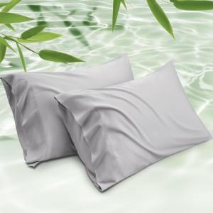 imageBedsure King Size Pillow Cases Set of 2 Cooling Pillow Cases King Rayon Derived from Bamboo Red Pillowcases Breathable ampamp Silky Soft Cool Bedding Pillow Covers with Envelope Closure 20x36 Inches05  Light Grey