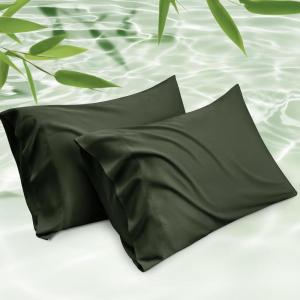 imageBedsure King Size Pillow Cases Set of 2 Cooling Pillow Cases King Rayon Derived from Bamboo Red Pillowcases Breathable ampamp Silky Soft Cool Bedding Pillow Covers with Envelope Closure 20x36 Inches16  Olive Green