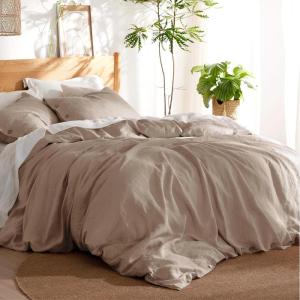 imageBedsure Linen Duvet Cover Queen Size  Linen Cotton Blend Bedding Set Soft ampamp Cozy 3 Pieces 1 Duvet Cover 90x90 Inches and 2 Pillowcases Light Khaki Color Cooling Bedding Comforter Sold Separately04  Khaki No Comforter