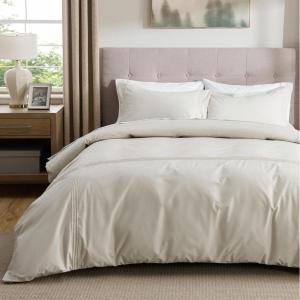 imageBedsure Luxury Hotel Duvet Cover Queen Size 100 White Cotton Embroidery Bedding Set Includes 1 Duvet Cover 90x90 Inches with Zipper Closure ampamp 2 Pillow Shams Comforter Sold Separately01  Rope Linen No Comforter