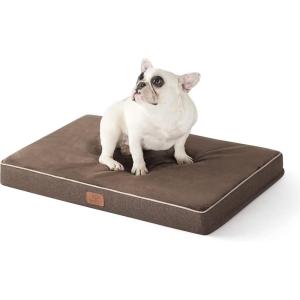 imageBedsure Memory Foam Dog Beds Large Sized Dog  Orthopedic Pet Beds for Crate with Removable Washable Cover and Nonskid Bottom Plush Flannel Fleece Top Pet Mat GreyBrown