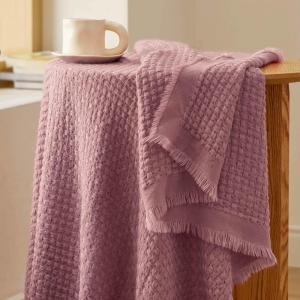 imageBedsure Oatmeal Throw Blankets for Couch  Decorative Waffle Woven Throw Gifts with Tassels Soft and Lightweight Farmhouse Blankets for Couch and Sofa 50x60 Inches05  Dusty Rose