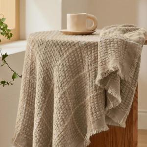 imageBedsure Oatmeal Throw Blankets for Couch  Decorative Waffle Woven Throw Gifts with Tassels Soft and Lightweight Farmhouse Blankets for Couch and Sofa 50x60 Inches02  Coffee