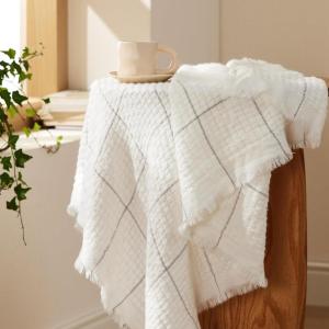 imageBedsure Oatmeal Throw Blankets for Couch  Decorative Waffle Woven Throw Gifts with Tassels Soft and Lightweight Farmhouse Blankets for Couch and Sofa 50x60 Inches01  Cream
