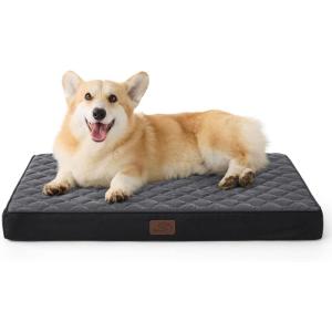 imageBedsure Orthopedic Dog Bed Large Sized Dog  Memory Foam Pet Mattress with Removable Washable Cover and Egg Crate Foam Thick Flat Suitable for Pet Up to 65 lbs 36x27x35 Inches GreyBlack