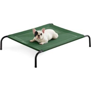 imageBedsure Outdoor Elevated Dog Bed Large Sized Dog Portable Indoor ampamp Outdoor Cooling Raised Cot Pet Hammock Bed with SkidResistant Feet Frame with Breathable Mesh Deep Sea Blue 49 inchesGreen