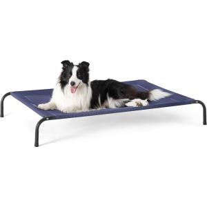 imageBedsure Outdoor Elevated Dog Bed Large Sized Dog Portable Indoor ampamp Outdoor Cooling Raised Cot Pet Hammock Bed with SkidResistant Feet Frame with Breathable Mesh Deep Sea Blue 49 inchesDeep Sea Blue