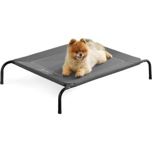 imageBedsure Outdoor Elevated Dog Bed Large Sized Dog Portable Indoor ampamp Outdoor Cooling Raised Cot Pet Hammock Bed with SkidResistant Feet Frame with Breathable Mesh Deep Sea Blue 49 inchesGrey