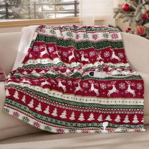 imageBedsure Plaid Heated Blanket Throw  Flannel Sherpa Electric Blanket with Plaid Pattern Heating with 6 Heating Levels 4 Time Settings 3Hour AutoOff Warm Gifts for Grandma Blue 50quotx60quot14  Fair Isle