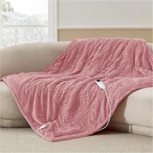 imageBedsure Plaid Heated Blanket Throw  Flannel Sherpa Electric Blanket with Plaid Pattern Heating with 6 Heating Levels 4 Time Settings 3Hour AutoOff Warm Gifts for Grandma Blue 50quotx60quot02  Bridal Rose
