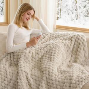 imageBedsure Plaid Heated Blanket Throw  Flannel Sherpa Electric Blanket with Plaid Pattern Heating with 6 Heating Levels 4 Time Settings 3Hour AutoOff Warm Gifts for Grandma Blue 50quotx60quot16 Light Brown