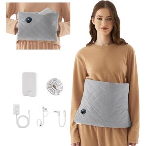 imageBedsure Portable Heating Pad Hand Warmers  Taffeta Cordless Electric Pad as Gifts for Women Men Mom with 10000mAh Power Bank 2in1 Travel Handwarmers Pouch with 6 Heating Levels 125quotx19quot Grey01  Taffeta Grey