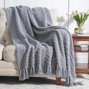 imageBedsure Sage Green Throw Blanket for Couch  Versatile Knit Woven Chenille Blanket for Chair Super Soft Warm ampamp Decorative Blanket with Tassels for Bed Sofa and Living Room Sage Green Throw10  Grey