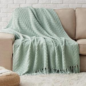 imageBedsure Sage Green Throw Blanket for Couch  Versatile Knit Woven Chenille Blanket for Chair Super Soft Warm ampamp Decorative Blanket with Tassels for Bed Sofa and Living Room Sage Green Throw05  Sage Green