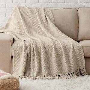 imageBedsure Sage Green Throw Blanket for Couch  Versatile Knit Woven Chenille Blanket for Chair Super Soft Warm ampamp Decorative Blanket with Tassels for Bed Sofa and Living Room Sage Green Throw04  Taupe