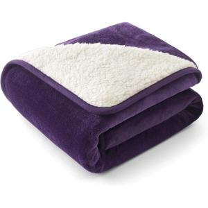 imageBedsure Self Warming Blanket for Small Dogs ampamp Cats  Waterproof Washable Sherpa Fleece Puppy Blanket Soft Plush Reversible Throw 25quotX35quot GreyEggplant