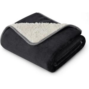 imageBedsure Self Warming Blanket for Small Dogs ampamp Cats  Waterproof Washable Sherpa Fleece Puppy Blanket Soft Plush Reversible Throw 25quotX35quot GreyBlack