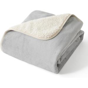 imageBedsure Self Warming Blanket for Small Dogs ampamp Cats  Waterproof Washable Sherpa Fleece Puppy Blanket Soft Plush Reversible Throw 25quotX35quot GreyLight Grey