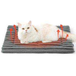 imageBedsure Self Warming Cat Bed Medium Self Heating Dog Crate Pad Thermal Extra Warm Puppy Mat Indoor ampamp Outdoor NonSlip ampamp Washable 30quot x 20quot GreyFormal Grey