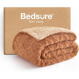 imageBedsure Sherpa Fleece Throw Blanket for Couch  Soft Fluffy ampamp Cozy Cable Jacquard Tufted Throw Blankets for Women Gift Thick Warm Blanket for Winter and All Seasons Beige 50x60 Inches02  Light Brown