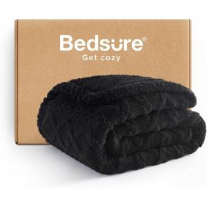 imageBedsure Sherpa Fleece Throw Blanket for Couch  Soft Fluffy ampamp Cozy Cable Jacquard Tufted Throw Blankets for Women Gift Thick Warm Blanket for Winter and All Seasons Beige 50x60 Inches05  Black