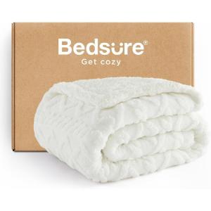 imageBedsure Sherpa Fleece Throw Blanket for Couch  Soft Fluffy ampamp Cozy Cable Jacquard Tufted Throw Blankets for Women Gift Thick Warm Blanket for Winter and All Seasons Beige 50x60 Inches03  Cream