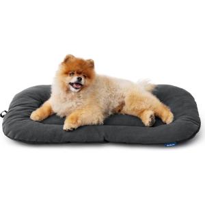 imageBedsure Washable Dog Crate Pad for Small Dogs AntiSlip Puppy Kennel Dog Bed for Crate  Ultra Soft Fleece Flat Thin Pet Mat Not Chew Proof Light Grey 23quotx17quotGrey