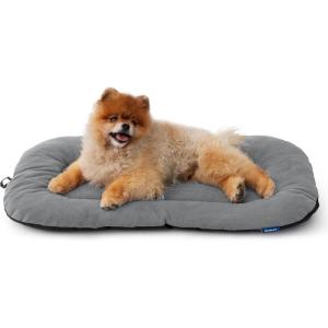 imageBedsure Washable Dog Crate Pad for Small Dogs AntiSlip Puppy Kennel Dog Bed for Crate  Ultra Soft Fleece Flat Thin Pet Mat Not Chew Proof Light Grey 23quotx17quotLight Grey